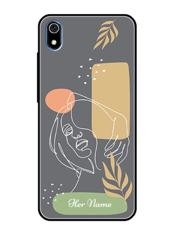 Custom Xiaomi Redmi 7A Custom Glass Phone Case - Gazing Woman line art Design