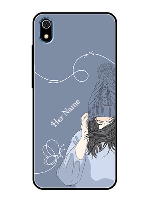 Custom Xiaomi Redmi 7A Custom Glass Mobile Case - Girl in winter outfit Design