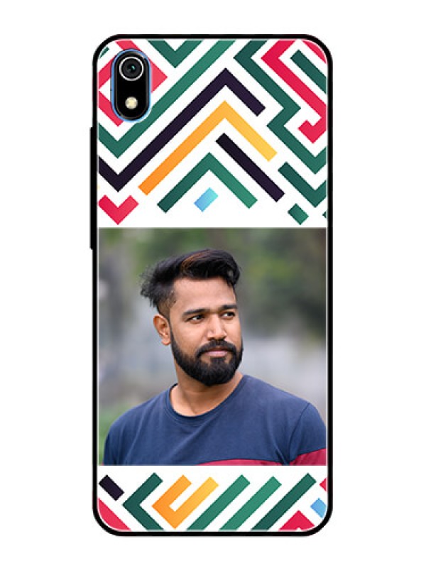 Custom Xiaomi Redmi 7A Personalized Glass Phone Case - Colorful Maze Pattern Design