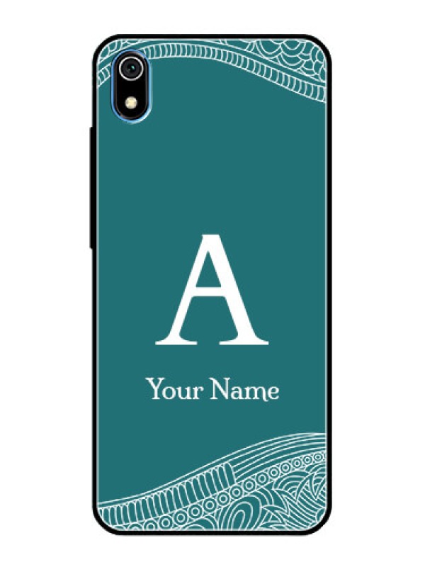 Custom Xiaomi Redmi 7A Personalized Glass Phone Case - line art pattern with custom name Design