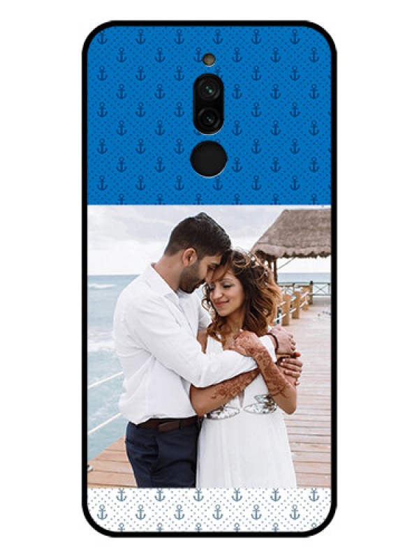 Custom Xiaomi Redmi 8 Photo Printing on Glass Case - Blue Anchors Design
