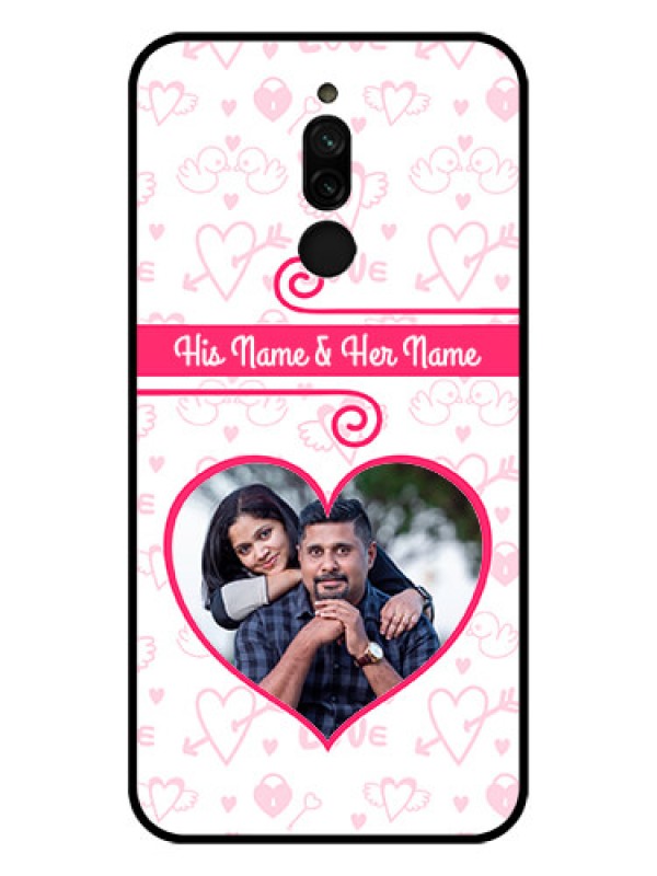 Custom Xiaomi Redmi 8 Personalized Glass Phone Case - Heart Shape Love Design