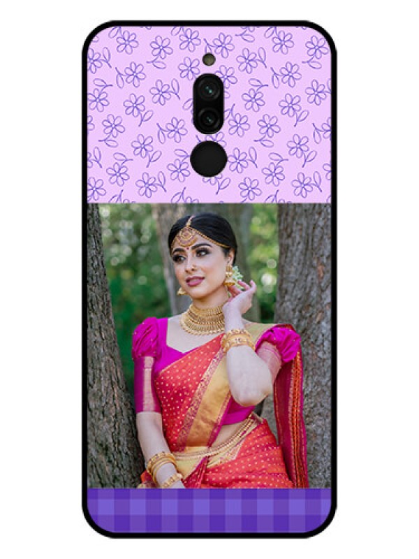 Custom Xiaomi Redmi 8 Custom Glass Phone Case - Purple Floral Design