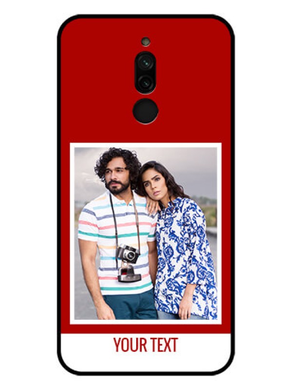 Custom Xiaomi Redmi 8 Personalized Glass Phone Case - Simple Red Color Design