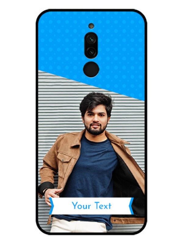Custom Xiaomi Redmi 8 Photo Printing on Glass Case - Simple Blue Color Design