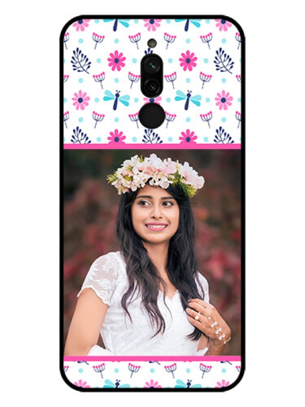 Custom Xiaomi Redmi 8 Photo Printing on Glass Case - Colorful Flower Design