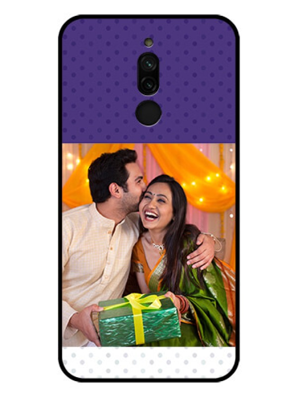 Custom Xiaomi Redmi 8 Personalized Glass Phone Case - Violet Pattern Design