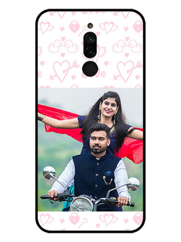 Custom Xiaomi Redmi 8 Custom Glass Mobile Case - Pink Flying Heart Design