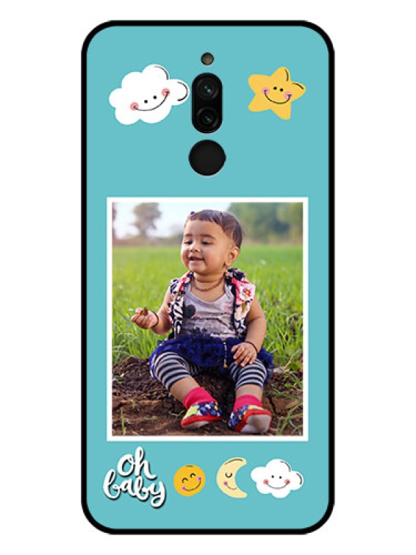 Custom Xiaomi Redmi 8 Personalized Glass Phone Case - Smiley Kids Stars Design