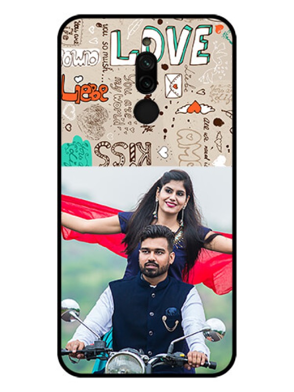 Custom Xiaomi Redmi 8 Custom Glass Phone Case - Love Doodle Pattern