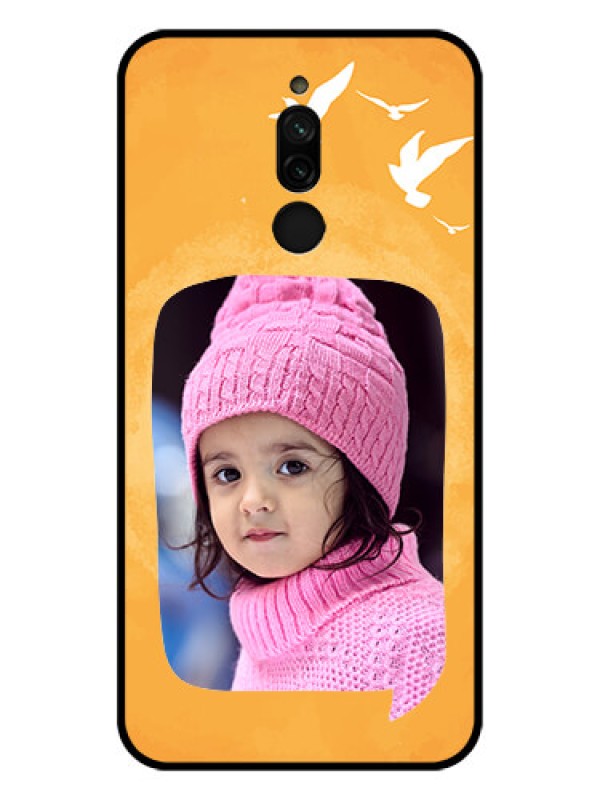 Custom Xiaomi Redmi 8 Personalized Glass Phone Case - Water Color Design with Bird Icons
