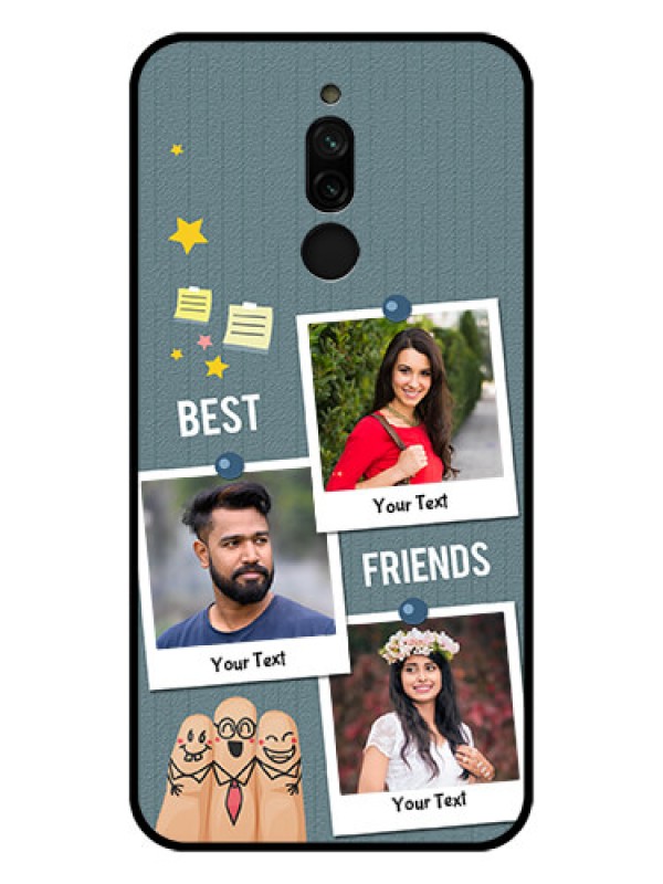 Custom Xiaomi Redmi 8 Personalized Glass Phone Case - Sticky Frames and Friendship Design