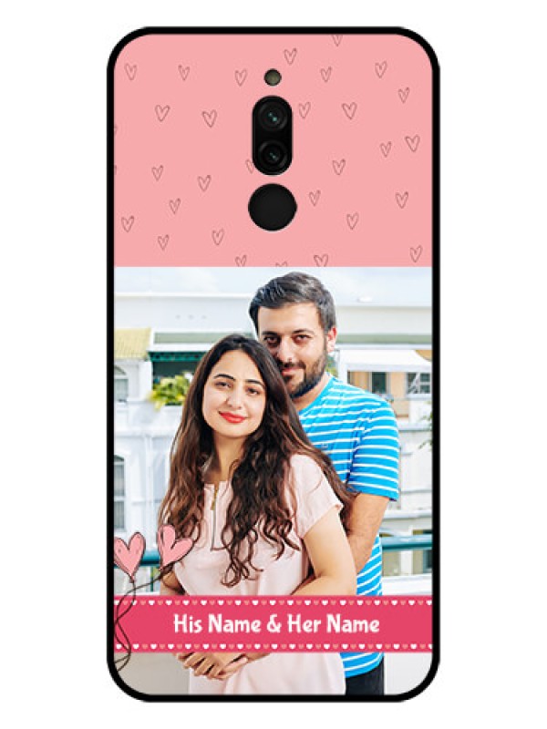 Custom Xiaomi Redmi 8 Personalized Glass Phone Case - Love Design Peach Color