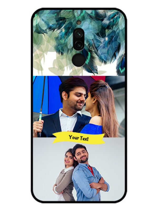 Custom Xiaomi Redmi 8 Personalized Glass Phone Case - Image with Boho Peacock Feather Design