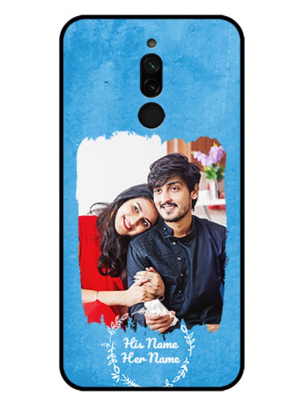 Custom Redmi8 Custom Glass Phone Case - Blue Color Vintage Design