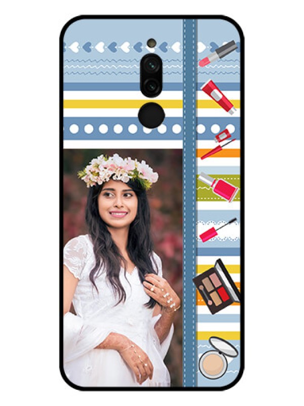 Custom Xiaomi Redmi 8 Personalized Glass Phone Case - Makeup Icons Design