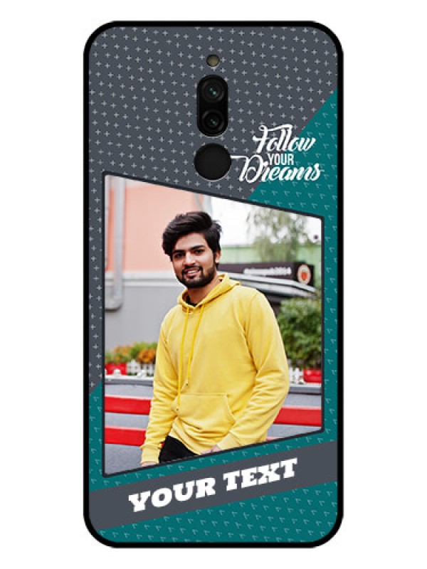 Custom Xiaomi Redmi 8 Personalized Glass Phone Case - Background Pattern Design with Quote