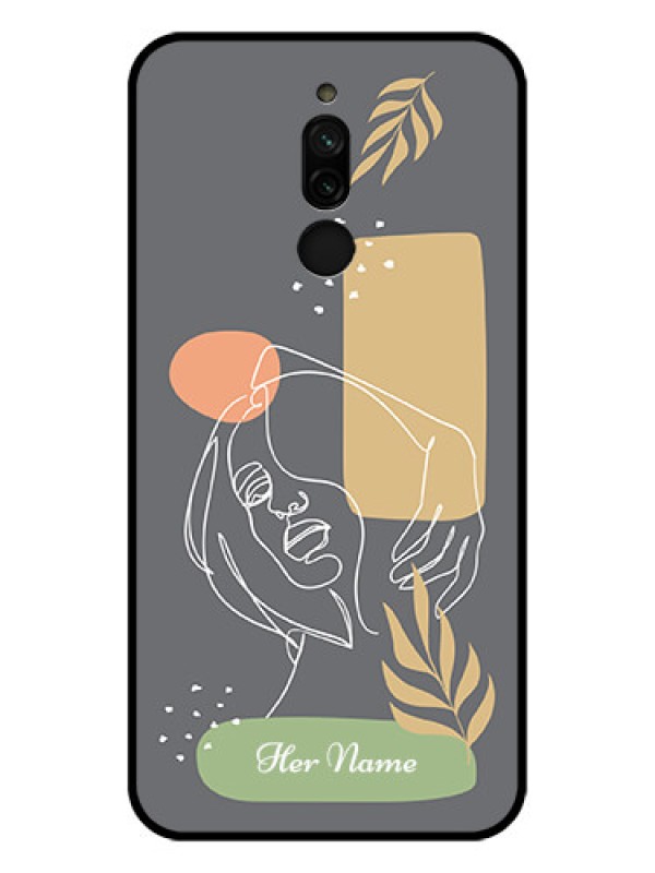 Custom Xiaomi Redmi 8 Custom Glass Phone Case - Gazing Woman line art Design