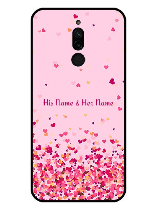 Custom Xiaomi Redmi 8 Photo Printing on Glass Case - Floating Hearts Design