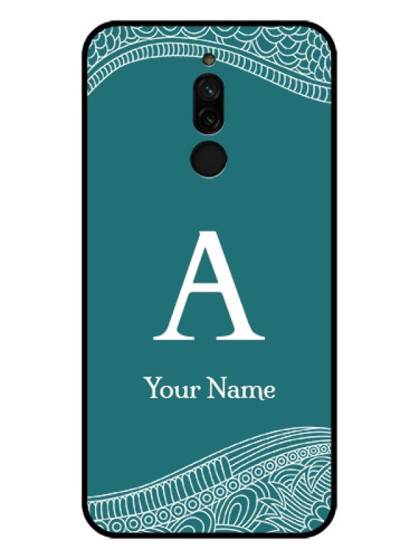 Custom Xiaomi Redmi 8 Personalized Glass Phone Case - line art pattern with custom name Design