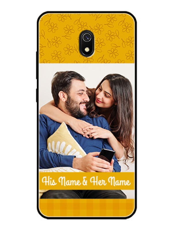 Custom Redmi 8A Custom Glass Mobile Case  - Yellow Floral Design