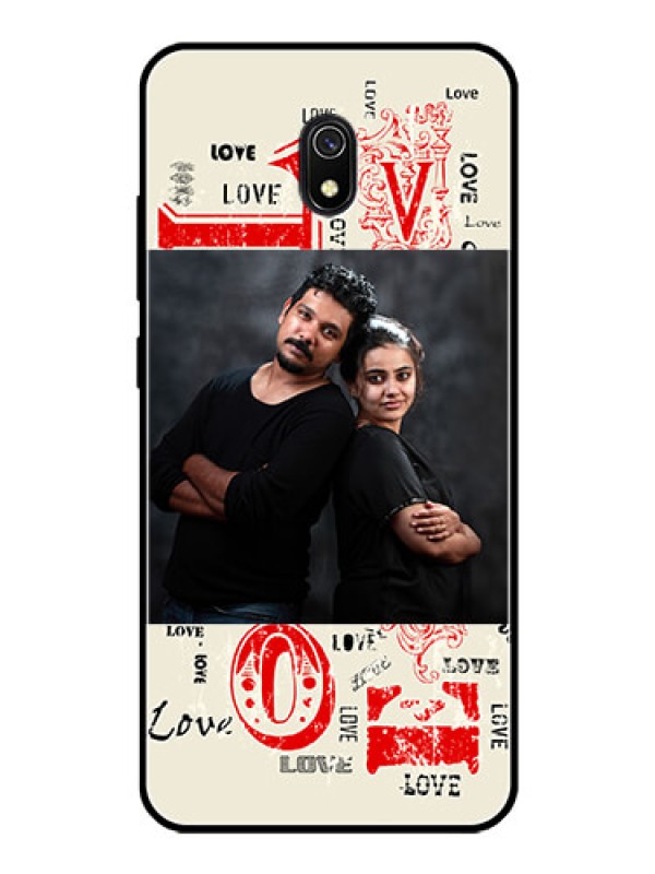 Custom Redmi 8A Photo Printing on Glass Case  - Trendy Love Design Case