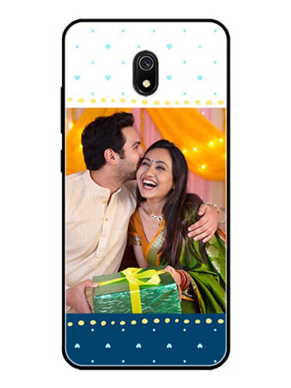 Custom Redmi 8A Personalized Glass Phone Case  - White and Blue Abstract Design