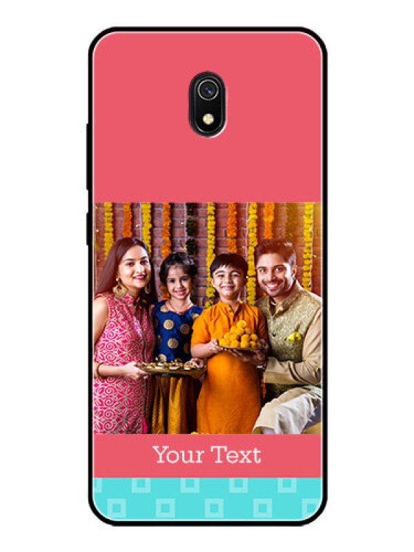 Custom Redmi 8A Personalized Glass Phone Case  - Peach & Blue Color Design