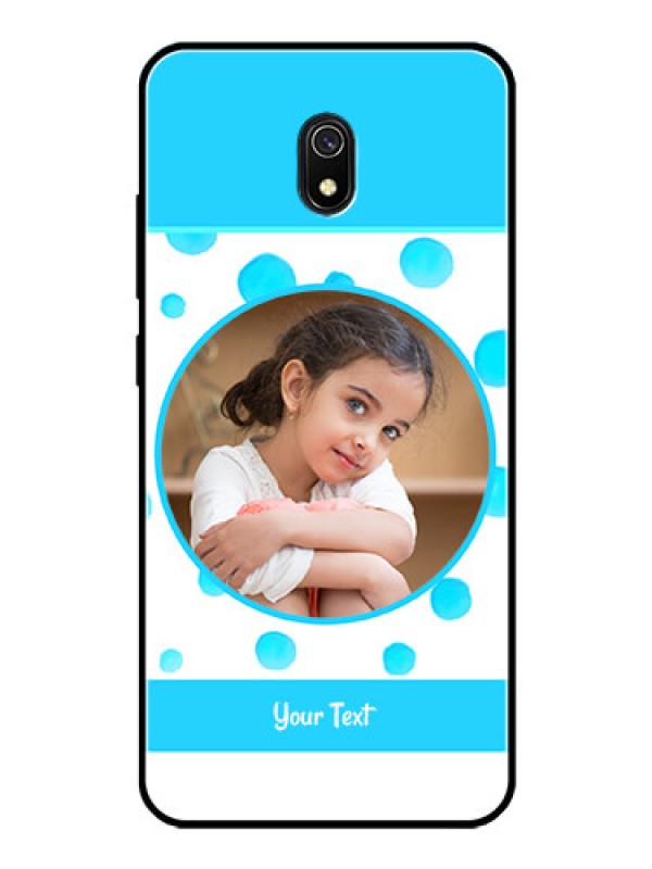 Custom Redmi 8A Photo Printing on Glass Case  - Blue Bubbles Pattern Design
