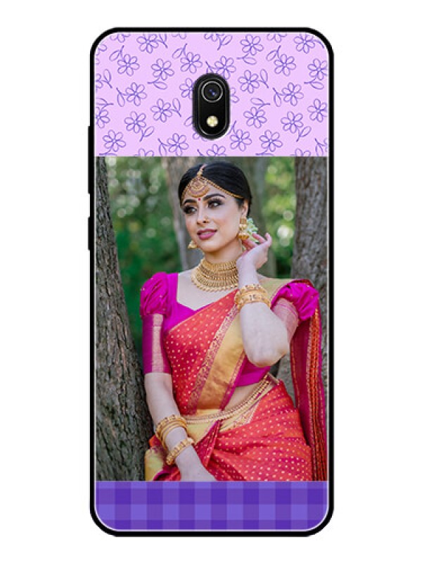 Custom Redmi 8A Custom Glass Phone Case  - Purple Floral Design