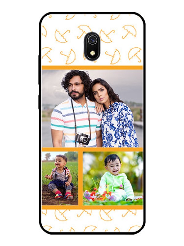 Custom Redmi 8A Custom Glass Mobile Case  - Yellow Pattern Design