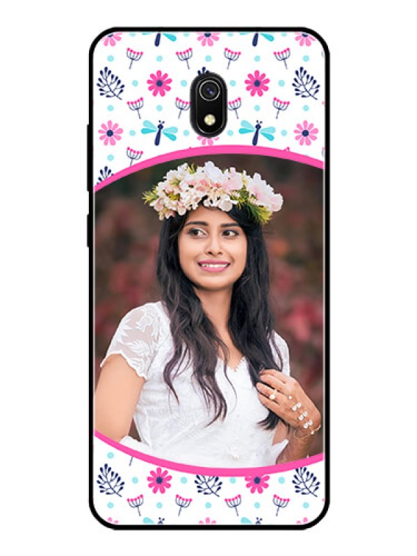 Custom Redmi 8A Photo Printing on Glass Case  - Colorful Flower Design