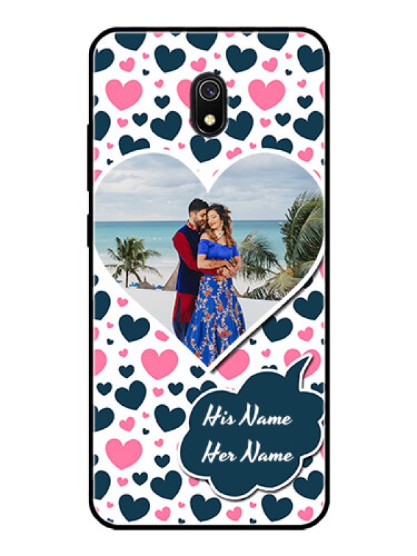 Custom Redmi 8A Custom Glass Phone Case  - Pink & Blue Heart Design
