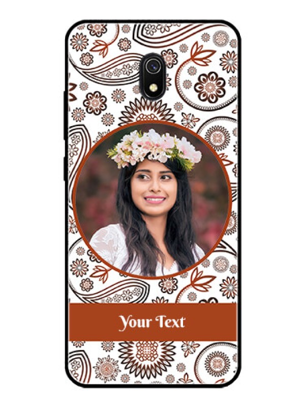 Custom Redmi 8A Custom Glass Mobile Case  - Abstract Floral Design 