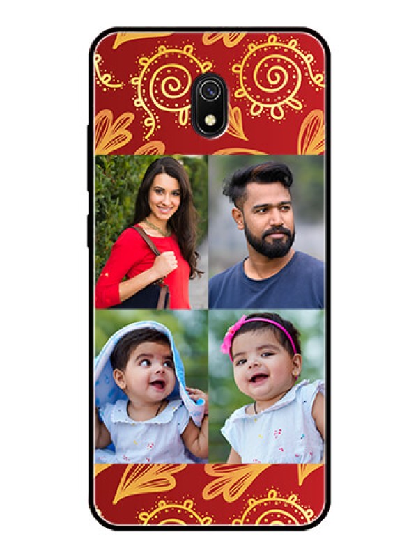 Custom Redmi 8A Photo Printing on Glass Case  - 4 Image Traditional Design