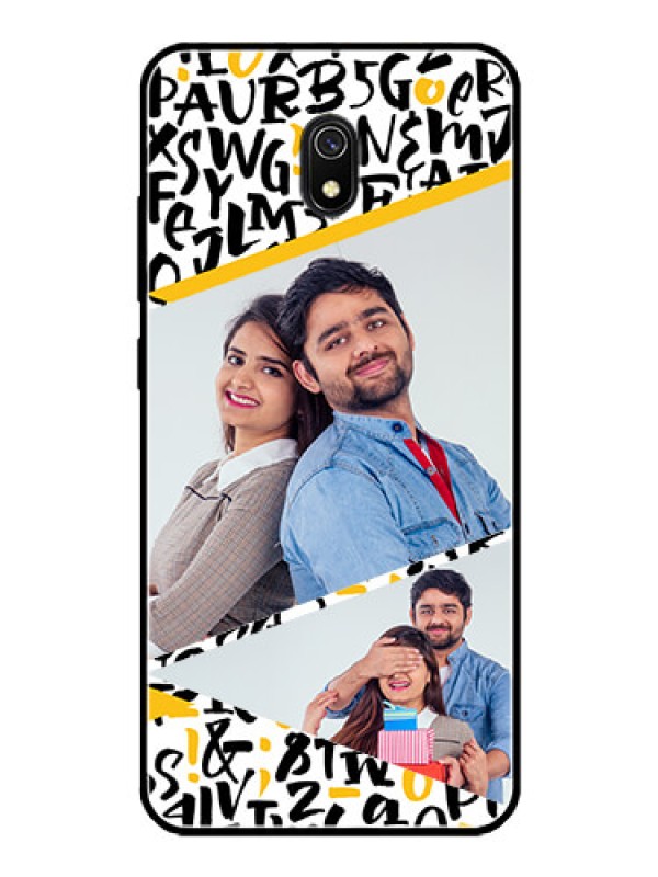 Custom Redmi 8A Custom Glass Mobile Case  - Letters Pattern Design