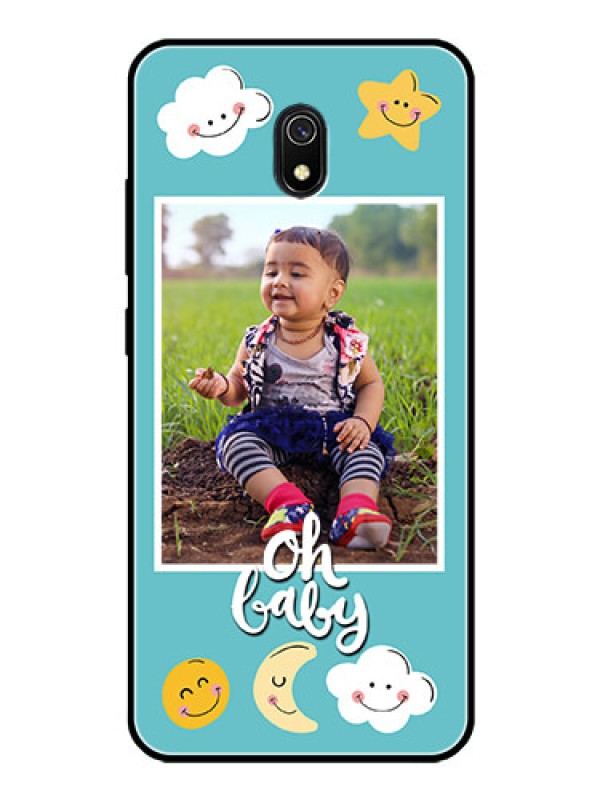 Custom Redmi 8A Personalized Glass Phone Case  - Smiley Kids Stars Design