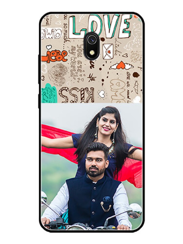Custom Redmi 8A Custom Glass Phone Case  - Love Doodle Pattern 