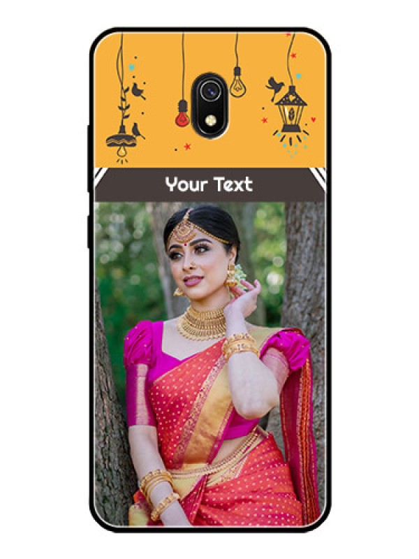 Custom Redmi 8A Custom Glass Mobile Case  - with Family Picture and Icons 
