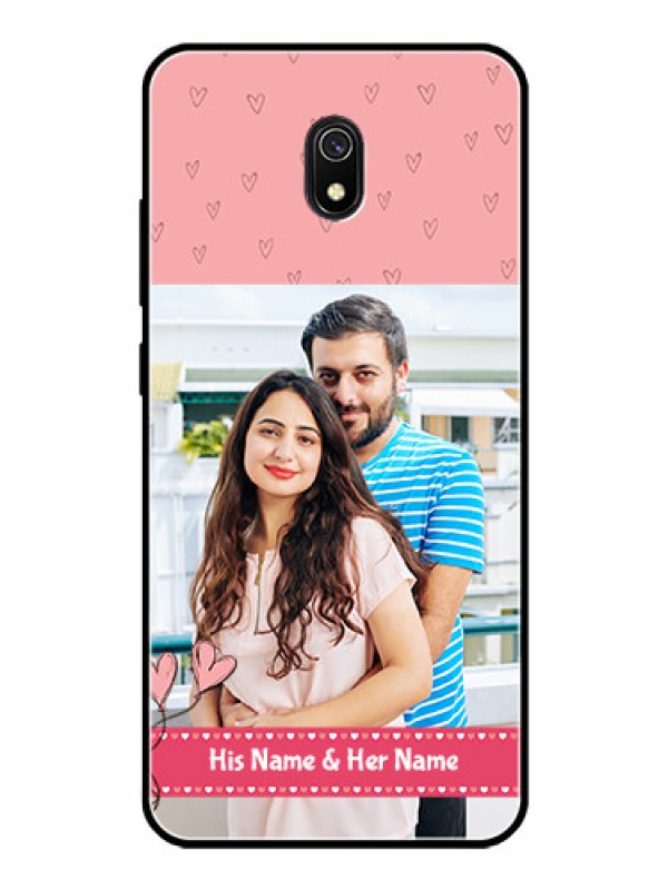 Custom Redmi 8A Personalized Glass Phone Case  - Love Design Peach Color