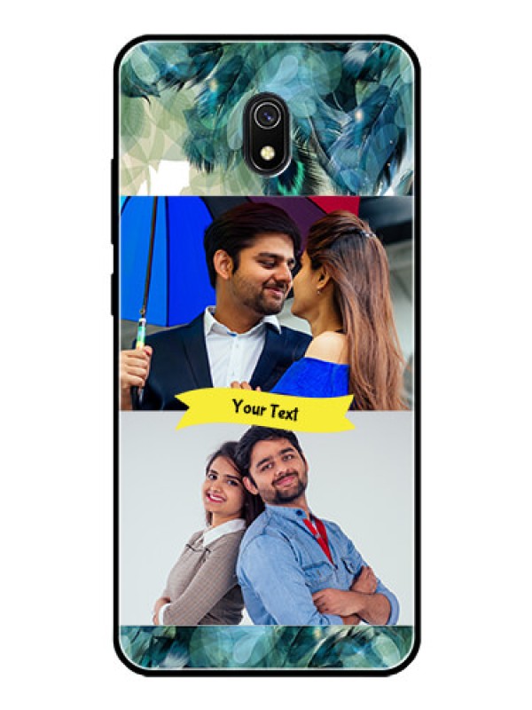 Custom Redmi 8A Personalized Glass Phone Case  - Image with Boho Peacock Feather Design