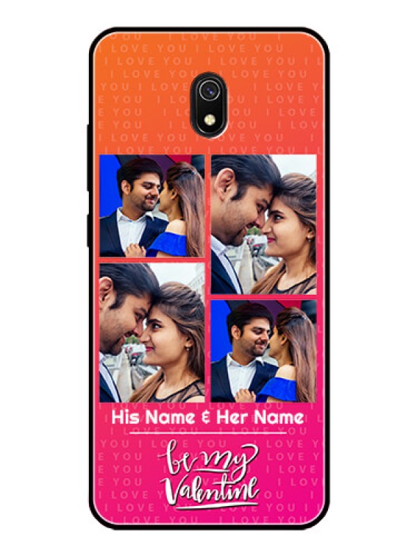 Custom Redmi 8A Custom Glass Phone Case  - I Love You Pink Design