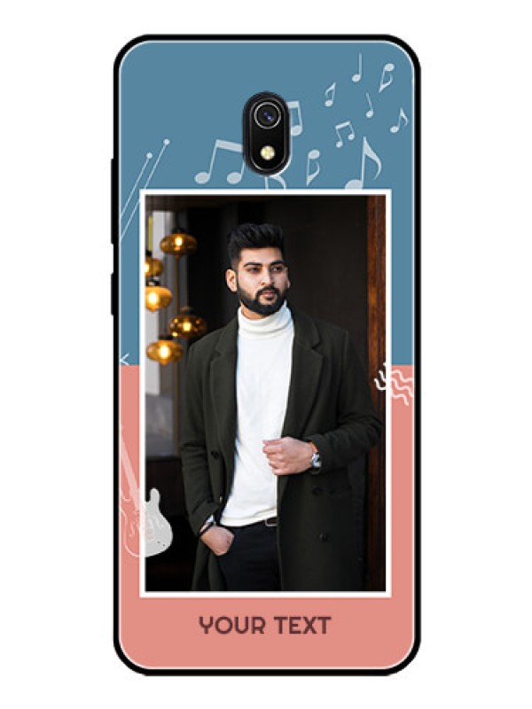 Custom Redmi 8A Photo Printing on Glass Case  - with Color Musical Note Design