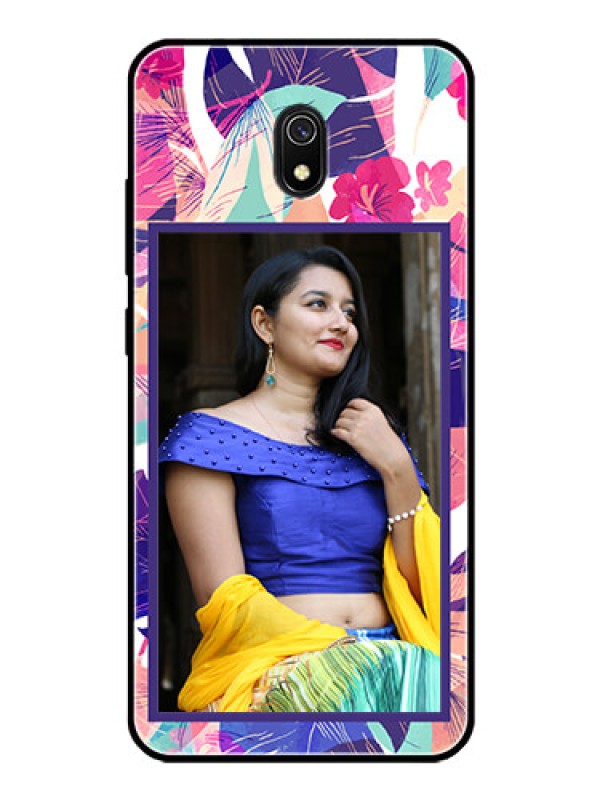 Custom Redmi 8A Custom Glass Mobile Case  - Abstract Floral Design