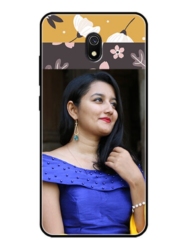 Custom Redmi 8A Custom Glass Phone Case  - Stylish Floral Design