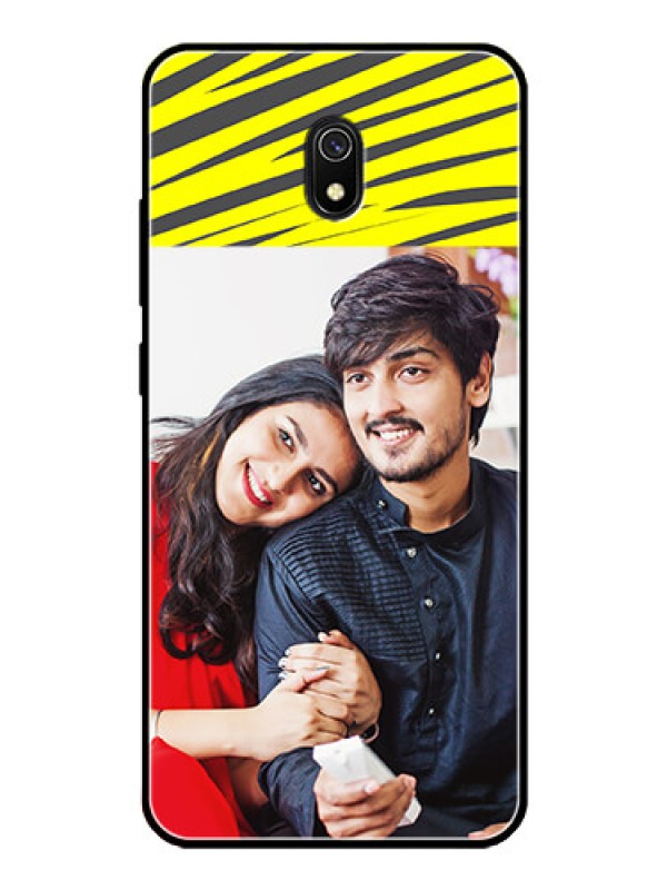 Custom Redmi 8A Photo Printing on Glass Case  - Yellow Abstract Design