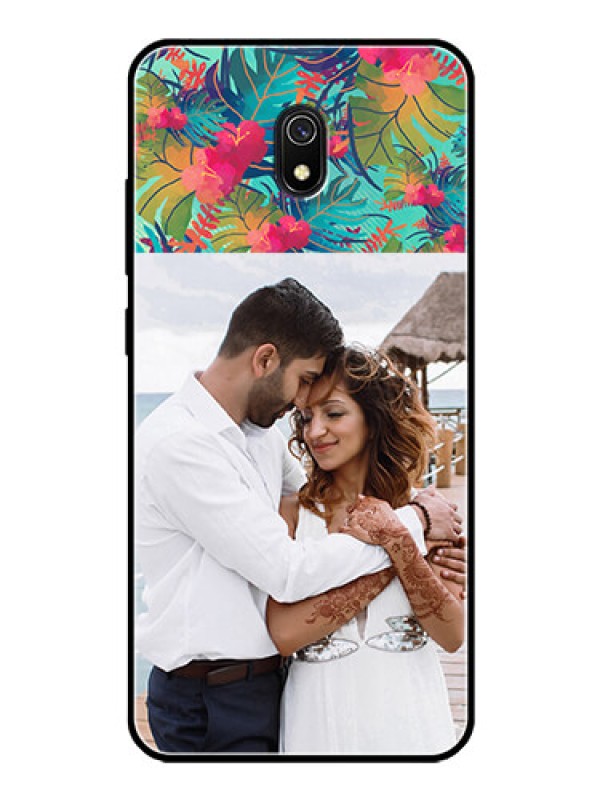 Custom Redmi 8A Photo Printing on Glass Case  - Watercolor Floral Design