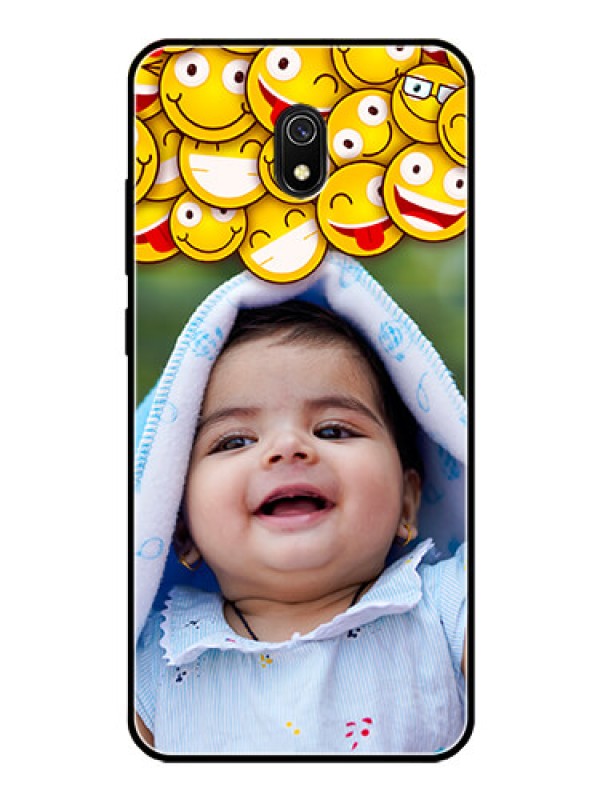 Custom Redmi 8A Custom Glass Mobile Case  - with Smiley Emoji Design