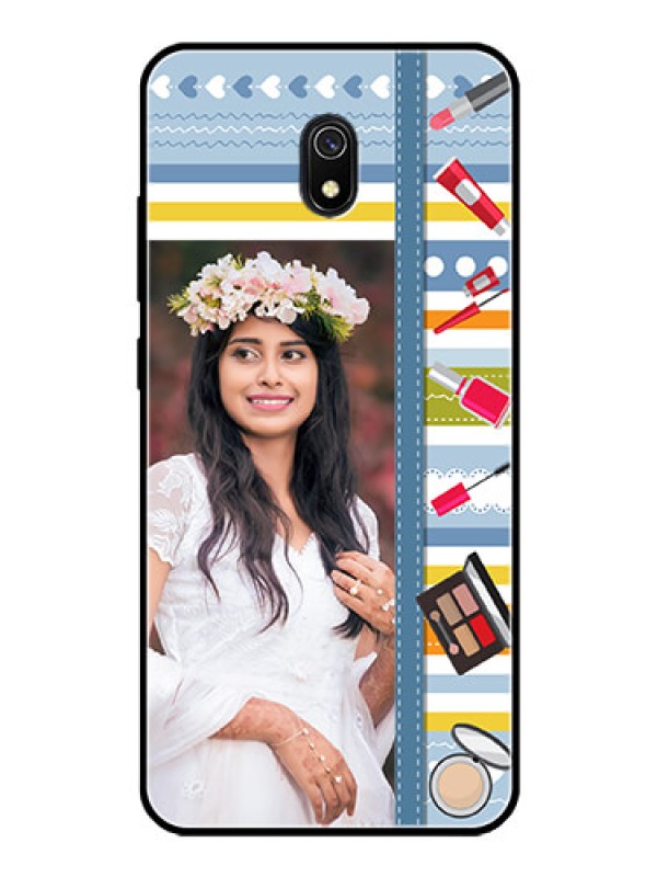 Custom Redmi 8A Personalized Glass Phone Case  - Makeup Icons Design