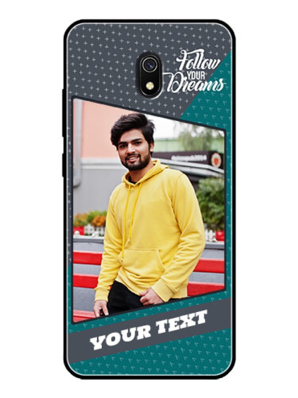 Custom Redmi 8A Personalized Glass Phone Case  - Background Pattern Design with Quote